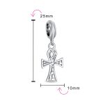 Egyptian Ankh Cross Dangle Charm Bead in Oxidized Sterling Silver for Bracelets - Image 4