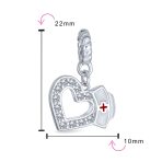 Heart Shape RN Cap Nurse Dangle Bead Charm For Charm Bracelet .925 Sterling Silver - Image 4