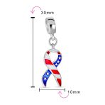 Patriotic USA Flag Ribbon Dangle Charm Bead Enamel Silver for European Bracelet - Image 4