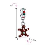 Christmas Charm Bead Gingerbread Man Cookie Brown Enamel Silver Bracelet - Image 3