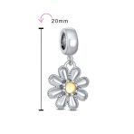 Sunflower Daisy Charm Bead Two-Tone 14K Gold Plated Fits European Bracelet - Image 3