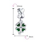 Good Luck Celtic Shamrock Dangle Charm Bead in Green Enamel Sterling Silver - Image 3