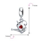 Love Red Heart Watering Can Dangle Charm Bead Enamel Silver for Bracelet - Image 4
