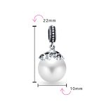 Bali Filigree Cap Pearl Heart Dangle Charm Bead Silver - Image 3