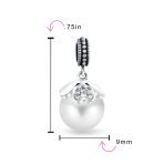 Vintage Heart Cap Pearl Dangle Charm Bead Sterling Silver for European Bracelet - Image 3