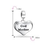 White Crystal BFF Heart Godmother Dangle Charm Bead Sterling Silver for Bracelet - Image 3