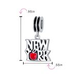 Big Apple Travel Vacation I Love New York Dangle Charm Bead .925 Sterling Silver For Bracelet - Image 3