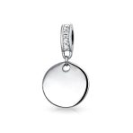 Initial Monogram Crystal Dangle Charm Bead Sterling Silver Birthstone Colors - Image 2