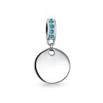 Initial Monogram Crystal Dangle Charm Bead Sterling Silver Birthstone Colors - Image 4