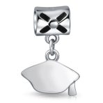 Personalized Oval Graduate Cap Dangle Charm Bead Sterling Silver for Bracelets - Image 4