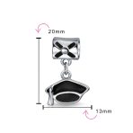 Set of 2 Graduation Cap & Words Honor Student Dangle Charm Bead Sterling Silver - Image 4