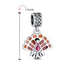 Thanksgiving Turkey Dangle Charm Bead Brown Enamel for European Bracelet Silver - Image 4