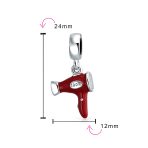Stylists Salon Hair Dryer Dangle Charm Bead Red Enamel .925 Sterling Silver for Bracelet - Image 3