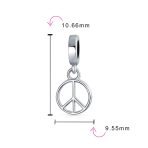 Inspirational World Peace Sign Dangle Charm Bead Sterling Silver for Bracelets - Image 3