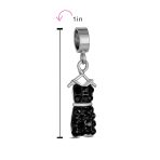 Fashion Crystal Black Dress Dangle Charm Bead Sterling Silver for Bracelet - Image 4