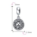 Round Disc Good Luck Celtic Knot Irish Clover Dangle Charm Bead Sterling Silver - Image 4