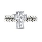 Set of 3 Sparkling CZ Cross & Spacer White Crystal Charm Bead Sterling Silver - Image 6