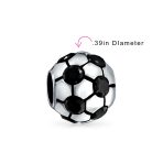 Black CZ Soccer Ball Mom Football Player Charm Bead Silver - Image 3