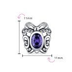 Set of 3 Purple CZ Butterfly Solid Lilac Purple Crystal Spacer Bead Charm Bead - Image 3