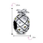 Tropical Pineapple Charm Bead Golden CZ for European Bracelets Sterling Silver - Image 3