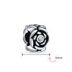 Set of 2 Black Rose Flower Charm Bead Sterling Silver Fits European Bracelet - Image 4