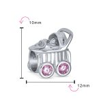New Mother Gift Pink CZ Stroller Carriage Charm Bead for European Bracelet - Image 3