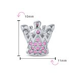 Princess Queen Crown Pink Fuchsia Crystal Bead Charm for European Bracelet - Image 3