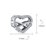 Couples Love Knot Crystal Bead Charm Infinity Heart Two Tone Gold Plated Silver - Image 6
