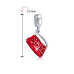 Set of 2 Fashion Crystal Black Dress Red Clutch Purse Dangle Charm Bead Silver - Image 4