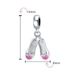 Pink White Prima Ballerina Charm Bead Sterling Silver for European Bracelet - Image 3