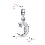 Starry Night Crescent Moon & Star Dangle Charm Bead Sterling Silver for Bracelet - Image 3