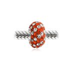 Set of Two Striped Crystal Spacer Bead Sterling Silver Fits European Bracelet - Image 9