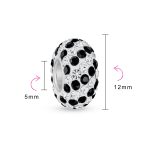 Set of Two Striped Crystal Spacer Bead Sterling Silver Fits European Bracelet - Image 17