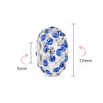 Green White Striped Crystal Bead Charm for European Bracelet Silver Core - Image 11