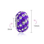 Set of Two Striped Crystal Spacer Bead Sterling Silver Fits European Bracelet - Image 21