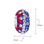 Set of 2 Red White Blue Crystal Bead Charm Spacer for European Bracelet Silver - Image 3
