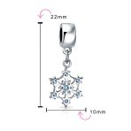 Aqua Ice Blue CZ Christmas Charm Bead Snowflake Silver - Image 3
