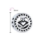 Set of 2 BFF Celtic Claddagh Irish Infinity Love Knot Heart Charm Bead Oxidized - Image 4