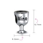 Foodie Wine Glass Charm Bead Sterling Silver for European Bracelet - Image 3