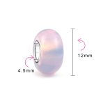 Set of 2 Milky Pink Opaque Murano Glass Charm Bead Sterling Silver for Bracelets - Image 3