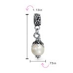 Leaf Cap Pearl Dangle Charm Bead in Sterling Silver for European Bracelets - Image 3