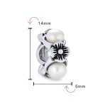 Set of 2 White Simulated Pearl Flower Charm Bead Sterling Silver for Bracelet - Image 3