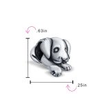 Set of 2 Sleepy Puppy Dog & Black Shape Paw Print Pet Animal Lover Charm Bead - Image 4