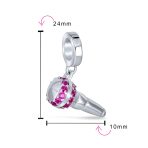 Music Lover Microphone Pink CZ Dangle Charm Bead Sterling Silver for Bracelet - Image 3