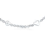Peace Sign & Hearts Charm Anklet Ankle Bracelet .925 Sterling Silver Adjustable 9-10 Inch - Image 2