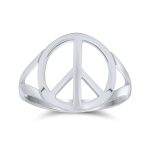 Open Symbol World Peace Silver Ring Sterling Split Shank Band