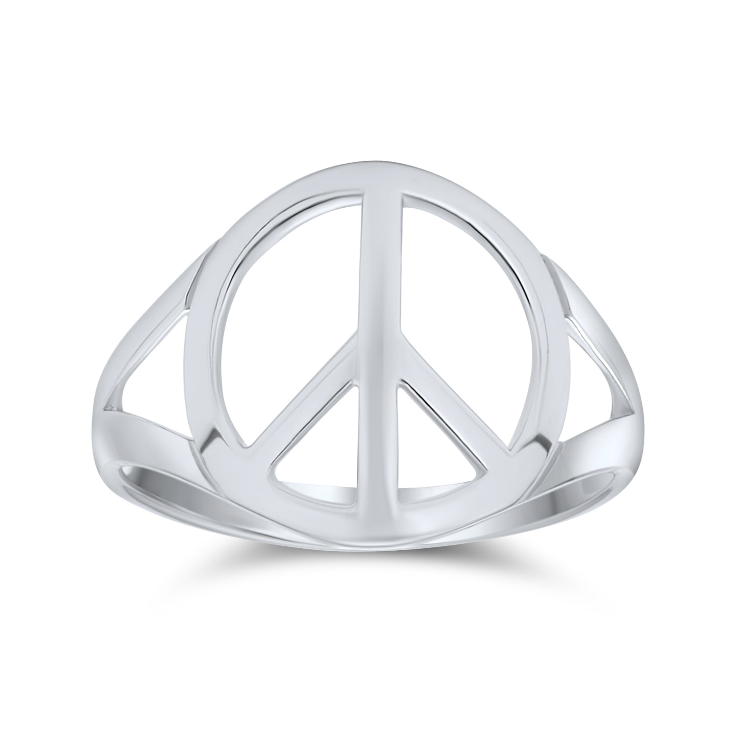 peace-sign-ring-sterling-silver_st-r32-7_1 Open Symbol World Peace Silver Ring Sterling Split Shank Band - Image 1