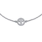 Multi CZ Peace Sign Anklet Ankle Bracelet Sterling Silver 9-10 Inch - Image 2