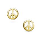 Mini World Peace Sign Stud Earrings 14K Gold Plated Sterling Silver - Image 4