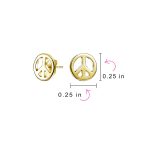 Mini World Peace Sign Stud Earrings 14K Gold Plated Sterling Silver - Image 9